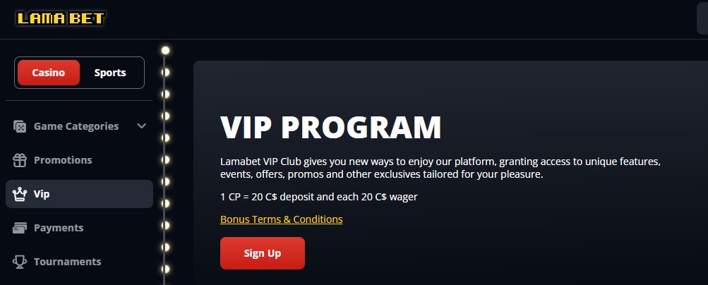 Earn loyalty points with deposits and wagers 