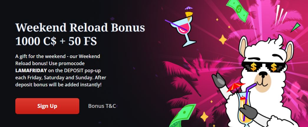 Get weekend reload bonus at Lamabet each Friday 